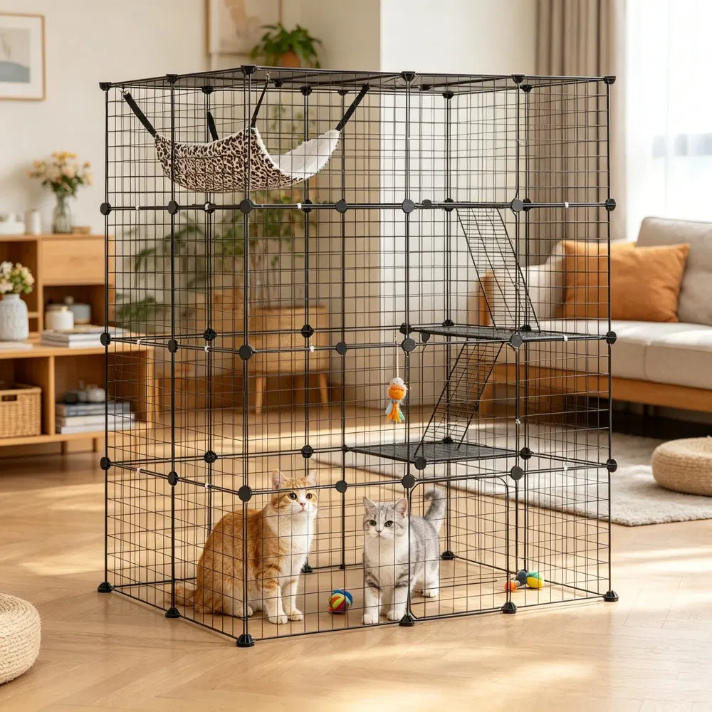 4-Tier Large Cat Cage โ 41 x 28 x 55 in, Indoor/Outdoor Cat Enclosure โ view 5