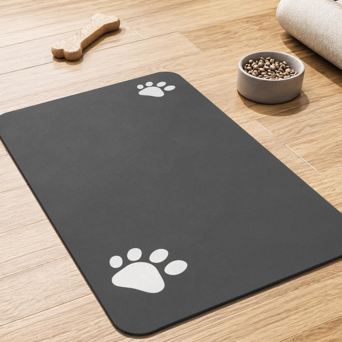 Absorbent Pet Feeding Mat for Dog & Cat Bowls โ Quick-Dry, Non-Slip Rubber Backing