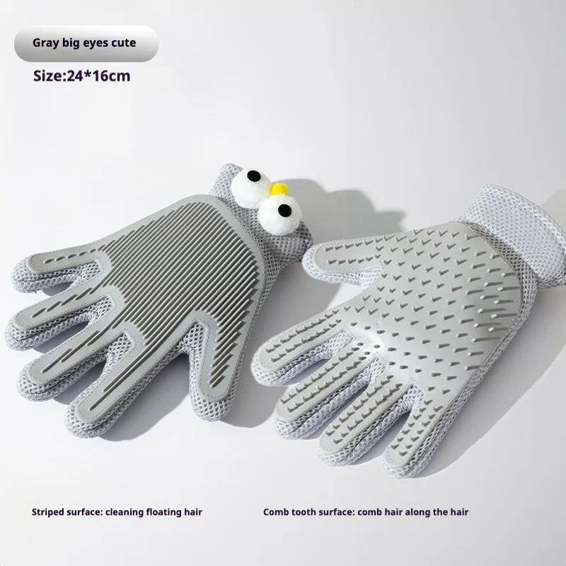 Double-Sided Pet Grooming Glove for Cats and Dogs โ Silicone Hair Removal Glove Brush โ view 9