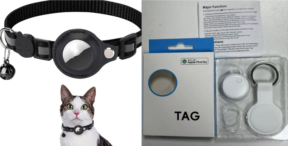 Reflective Nylon Collar with Waterproof Tracker Holder – For Round Bluetooth Trackers, Cats & Dogs – view 13