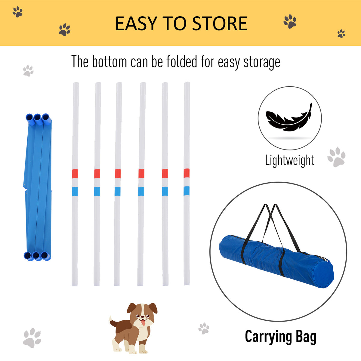 Dog Agility Weave Pole Starter Kit โ 6 Poles, 120 in Course, 5.3 lb with Bag, White โ view 6