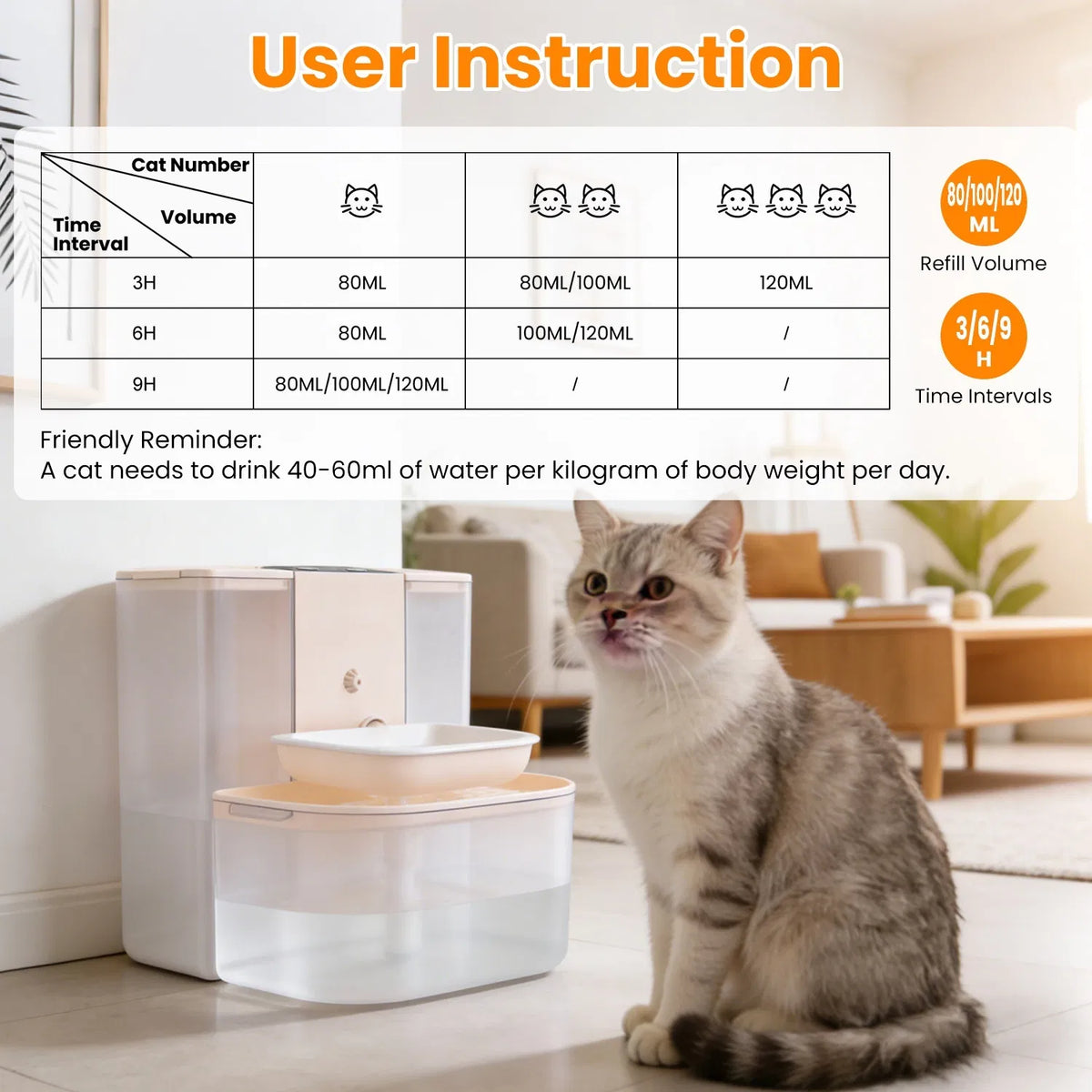 Cordless Pet Water Fountain 4.5 L โ Dual-Tank Auto Refill with Timer & Remote, Cream โ view 8