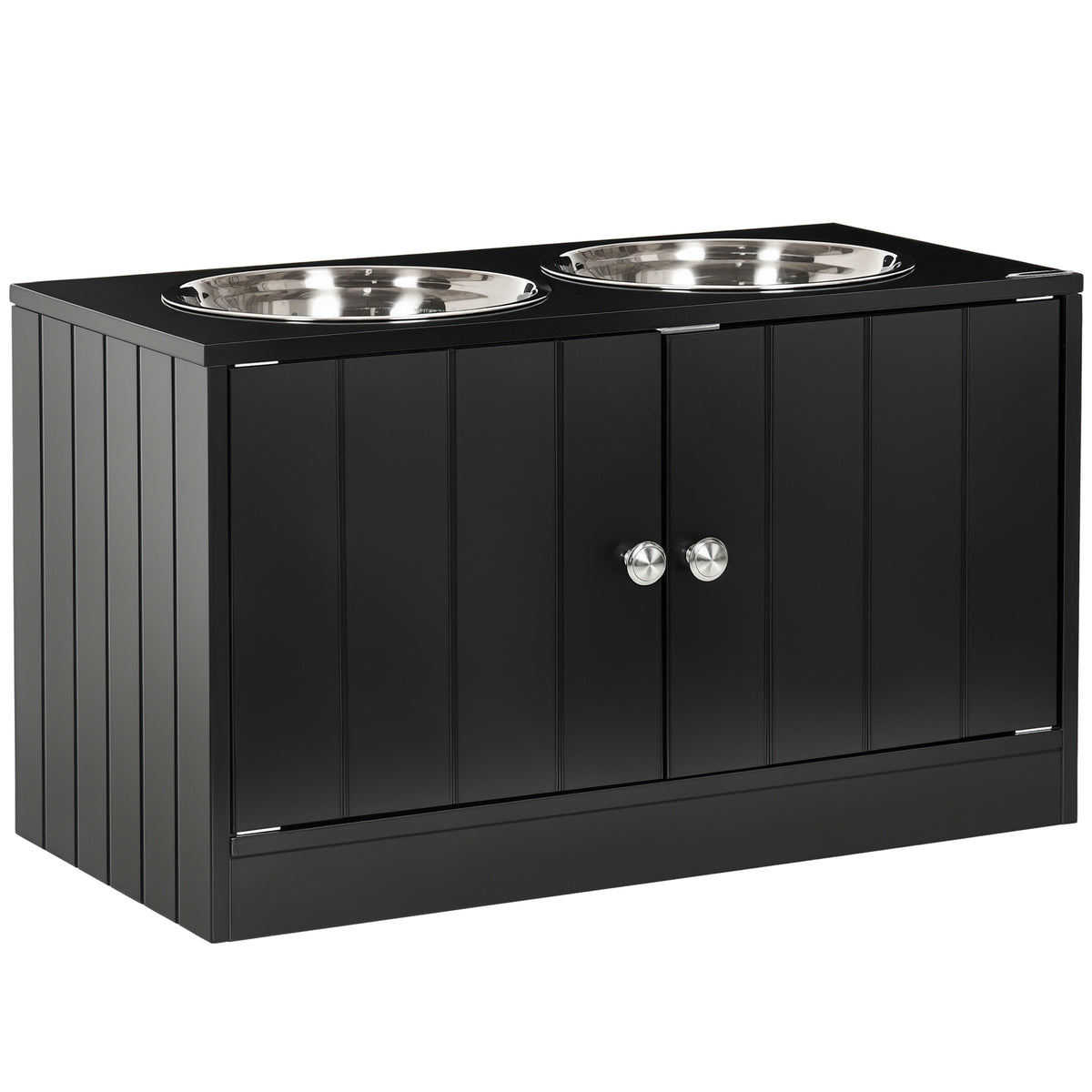 Elevated Dog Bowls with 44L Storage Cabinet & Magnetic Doors for Large Dogs, Black โ view 9