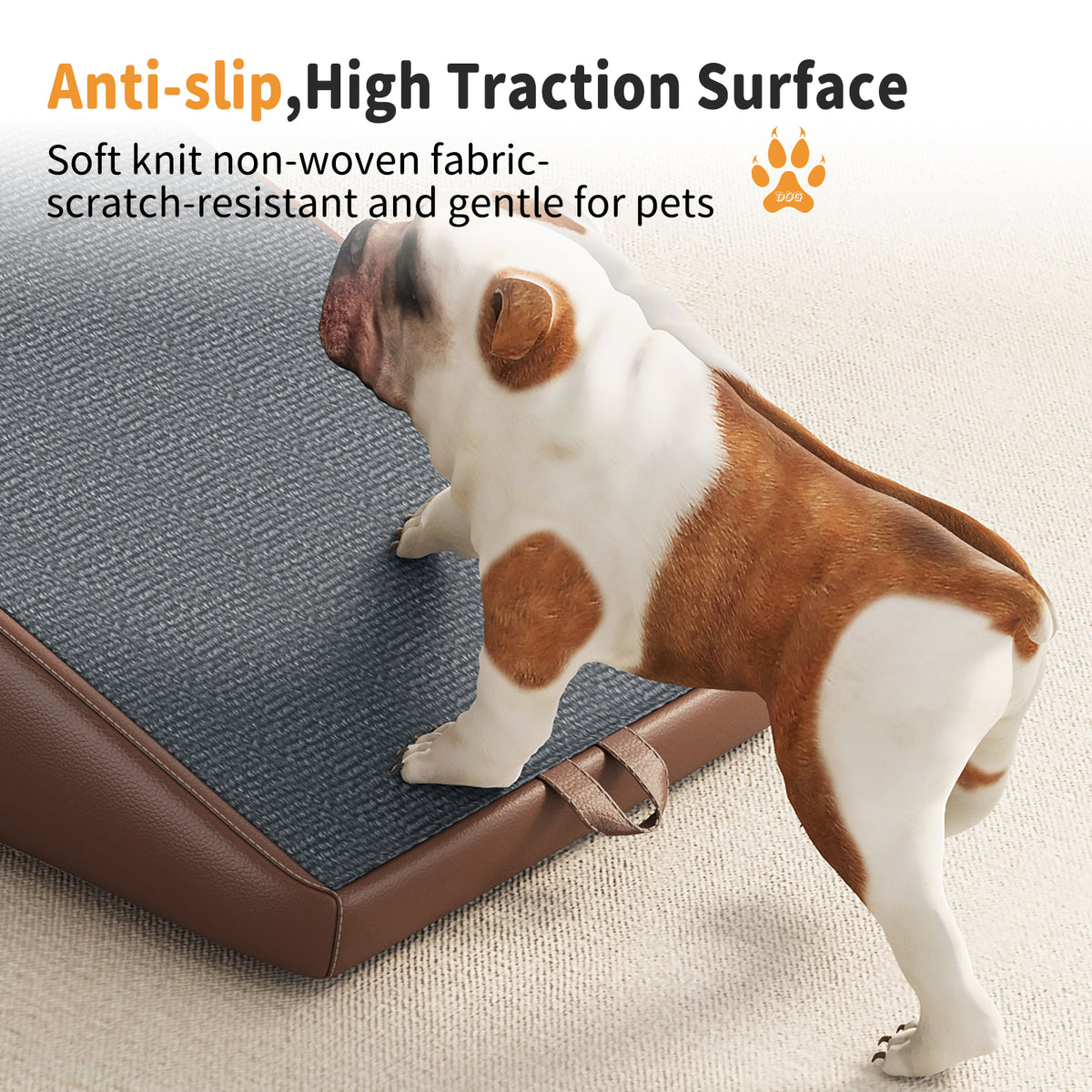 2-in-1 Wooden Dog Stairs and Ramp โ Split Ottoman Design, Non-Slip Surface, Small Dogs & Cats, Brown โ view 9