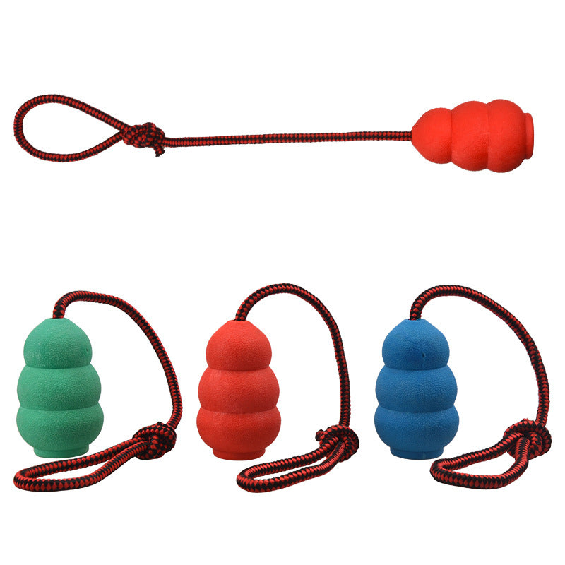 Natural Rubber Pet Toy with Rope, Mixed Colors – Small 3.5 in or Large 4.7 in – view 2