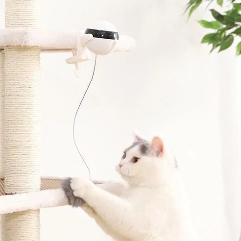 Electronic Motion Cat Toy with Rope and Fluffy Ball – Interactive Teaser, White – view 7