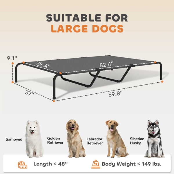 Elevated Dog Cot Cooling Bed โ Large Dogs up to 149 lbs, Breathable Mesh, Steel Frame โ view 3