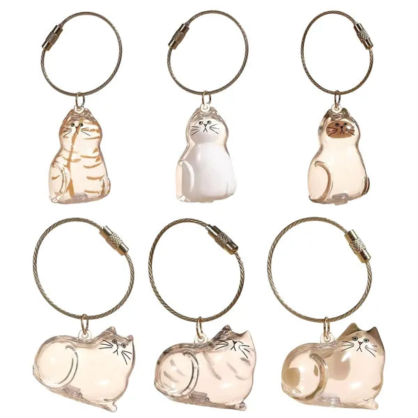 6-Piece Cat Hair Memorial Pendant Set – Pet Fur Keepsake Capsules, Wear as Necklace or Keychain