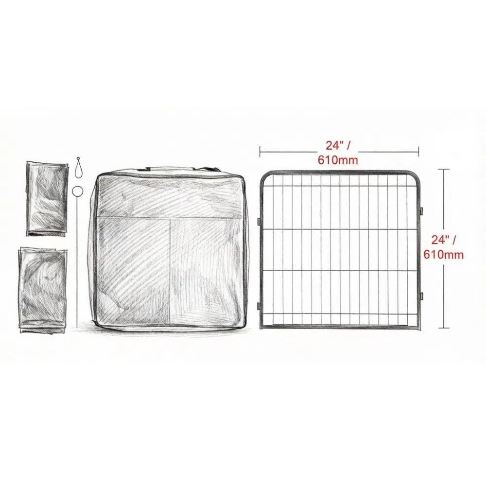 8-Panel Octagon Dog Playpen with Top Cover & Floor Mat โ 24 in High โ view 3