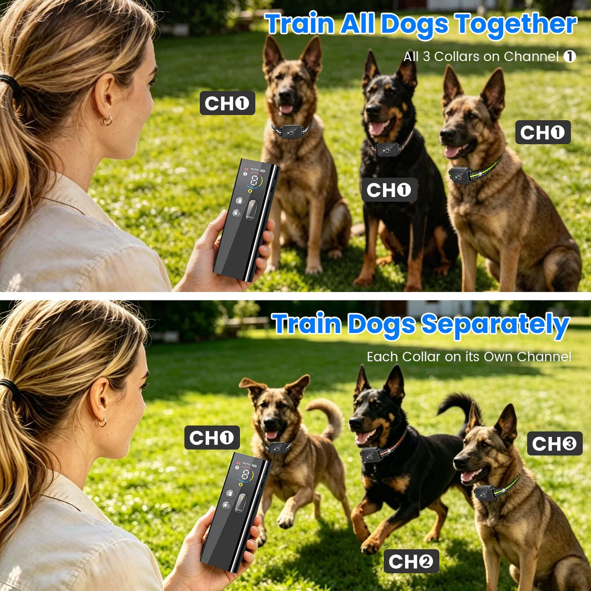 2-in-1 Dog Training & Anti-Bark Collar with Remote – 3300 ft, IP68, Color Screen, 1 or 2 Collars – view 4