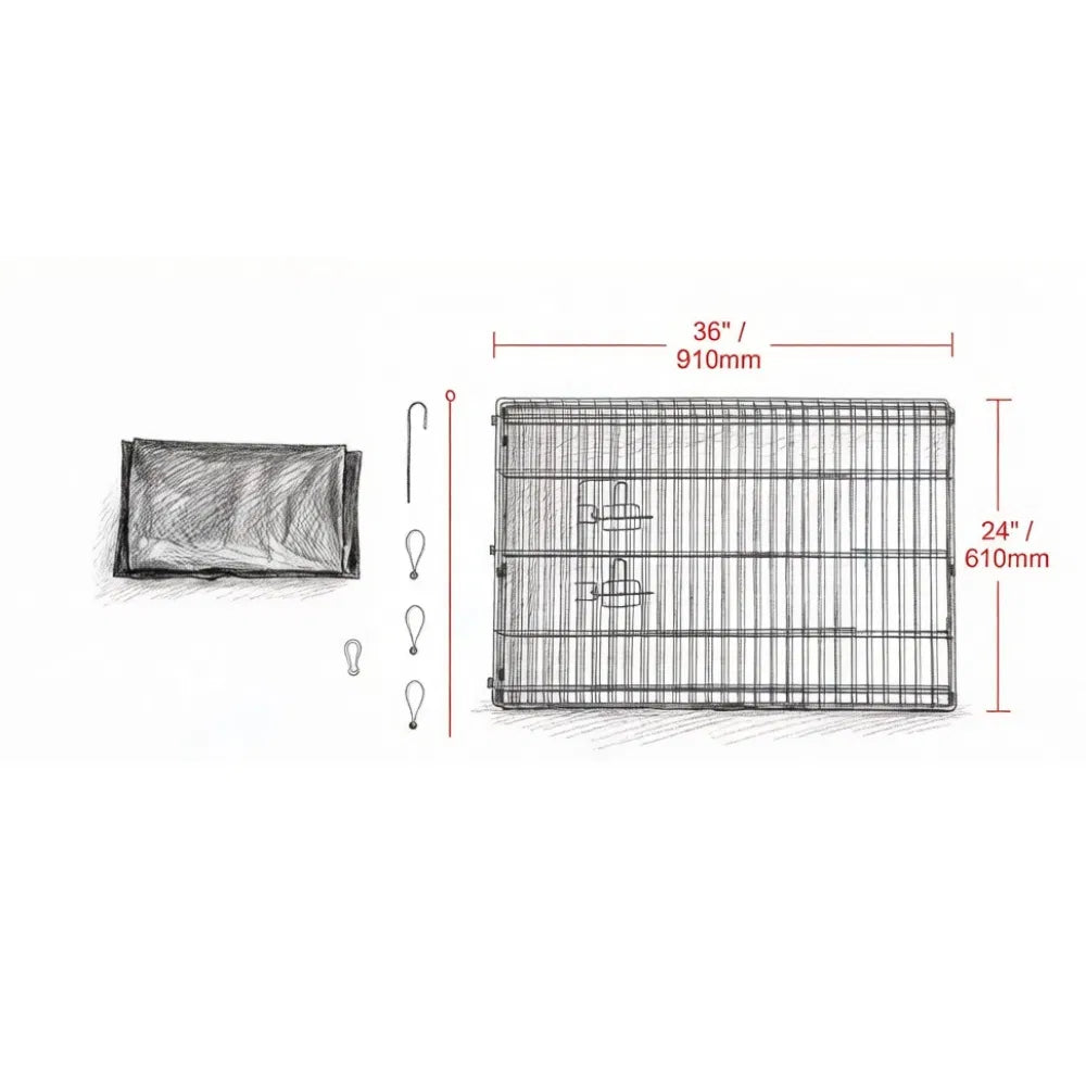 4-Panel Square Dog Playpen with Floor Mat โ 36 x 36 x 24 in โ view 2