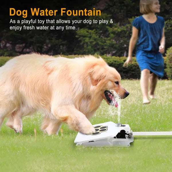 Outdoor Step-On Dog Water Fountain with Paw Pedal, Hose & Splitter, White โ view 3