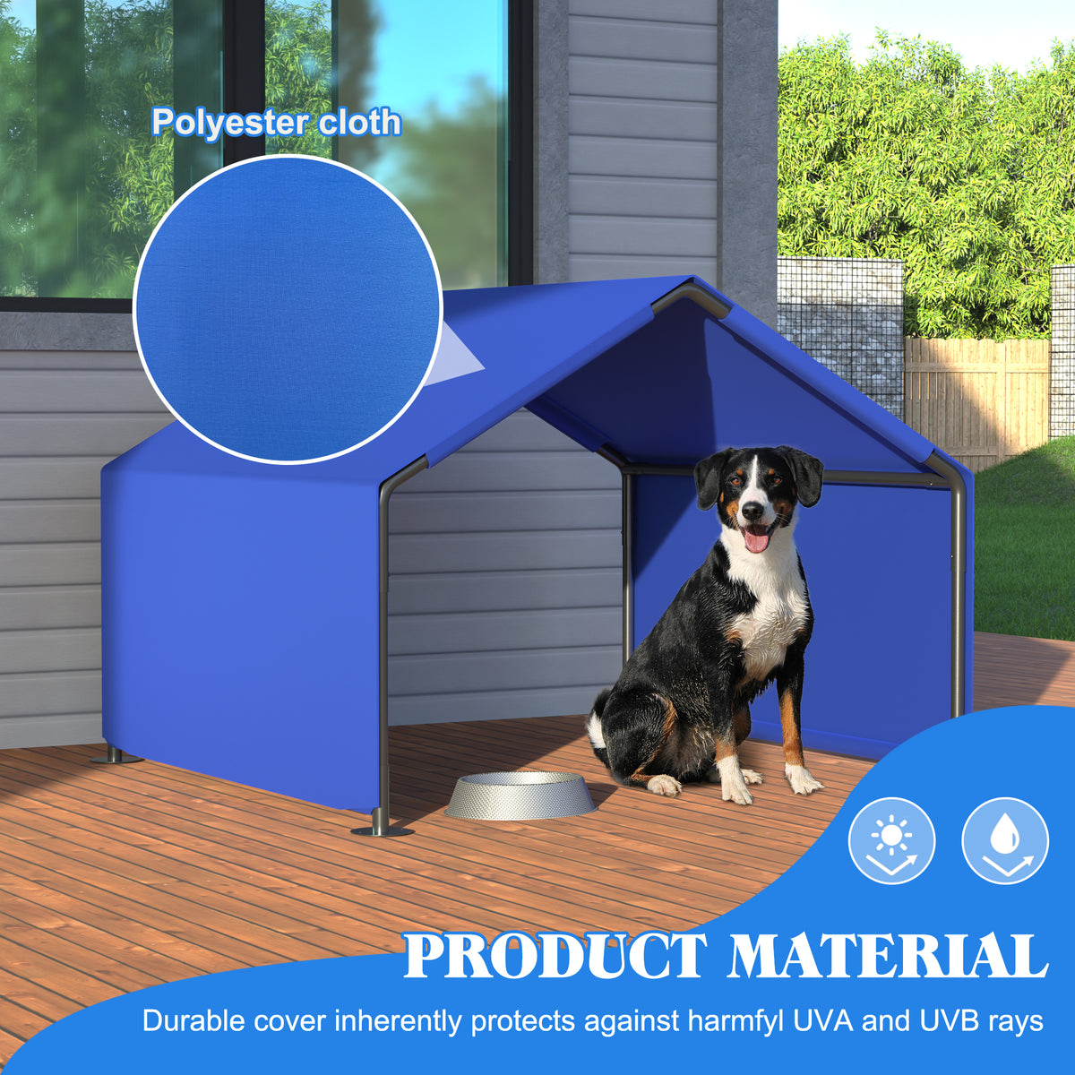 Outdoor Dog Shade Shelter Tent โ Waterproof Oxford Canopy, Steel Frame, Blue โ view 9