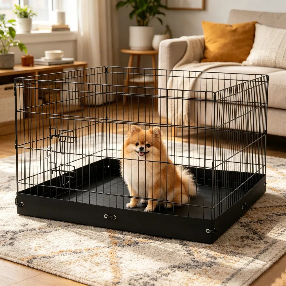 4-Panel Square Dog Playpen with Floor Mat โ 36 x 36 x 24 in โ view 6