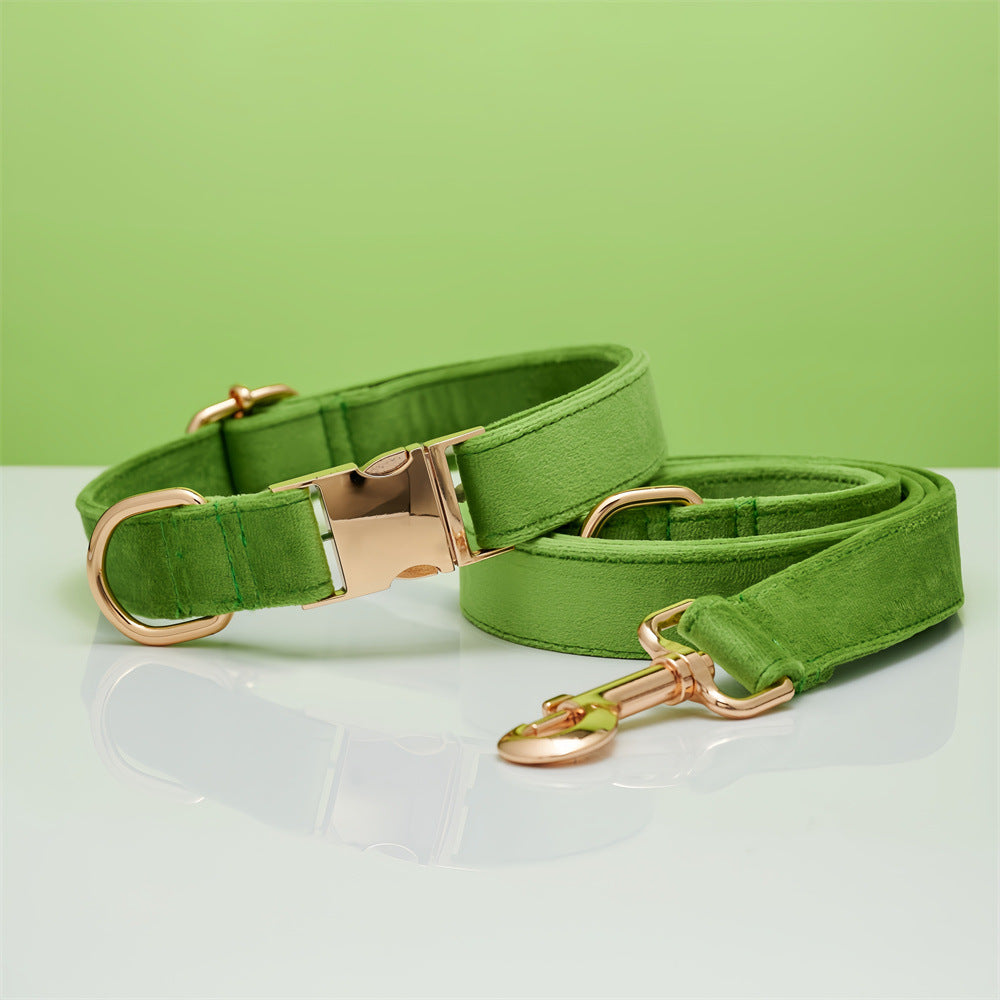 Velvet Dog Collar and Leash Set with Bow – Soft Cotton-Lined Collar, 8 Colors, XS–L – view 17