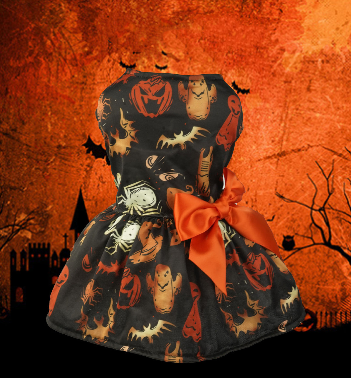 Halloween Pumpkin Dog Dress – Mesh Tutu Costume for Small Dogs – view 2