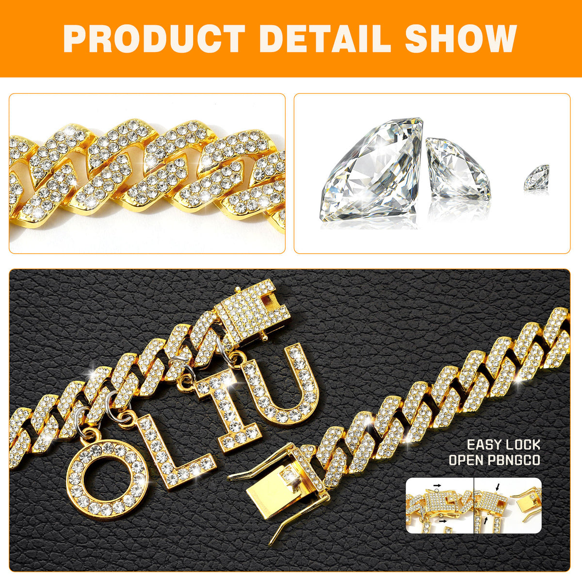 Luxury Metal Alloy Dog Collar – Gold or Silver Walking Collar, 25–50 cm (9.8–19.7 in) – view 3