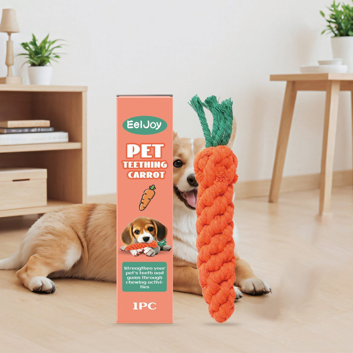 Carrot-Shaped Pet Chew Toy for Supervised Chewing and Interactive Play, 1 Piece โ view 4