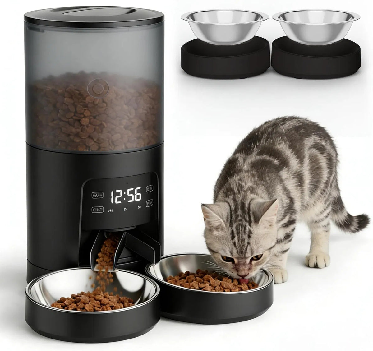 6 L Automatic Dual Cat Feeder with App Scheduling, 10-Second Voice Recorder and Dual Power โ view 8
