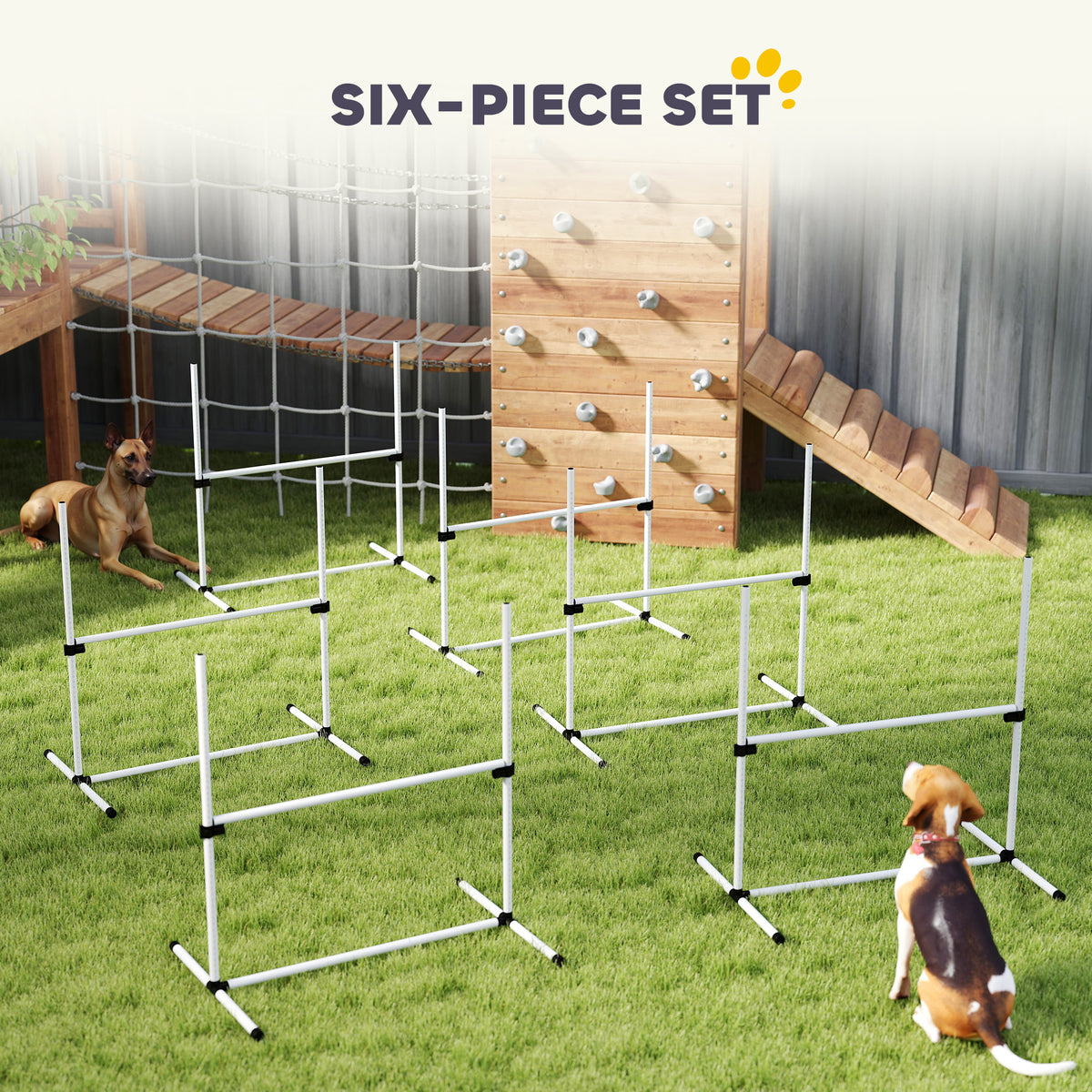 6-Piece Dog Agility Jump Set โ Adjustable Height Hurdle Bars with Carry Bag, White โ view 5
