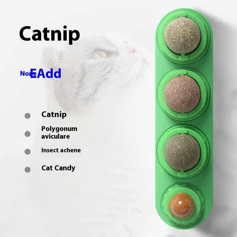 Wall-Mounted Rotating Catnip and Silvervine Ball Cat Toy, 3-in-1 Stick-On Lick Ball โ view 6