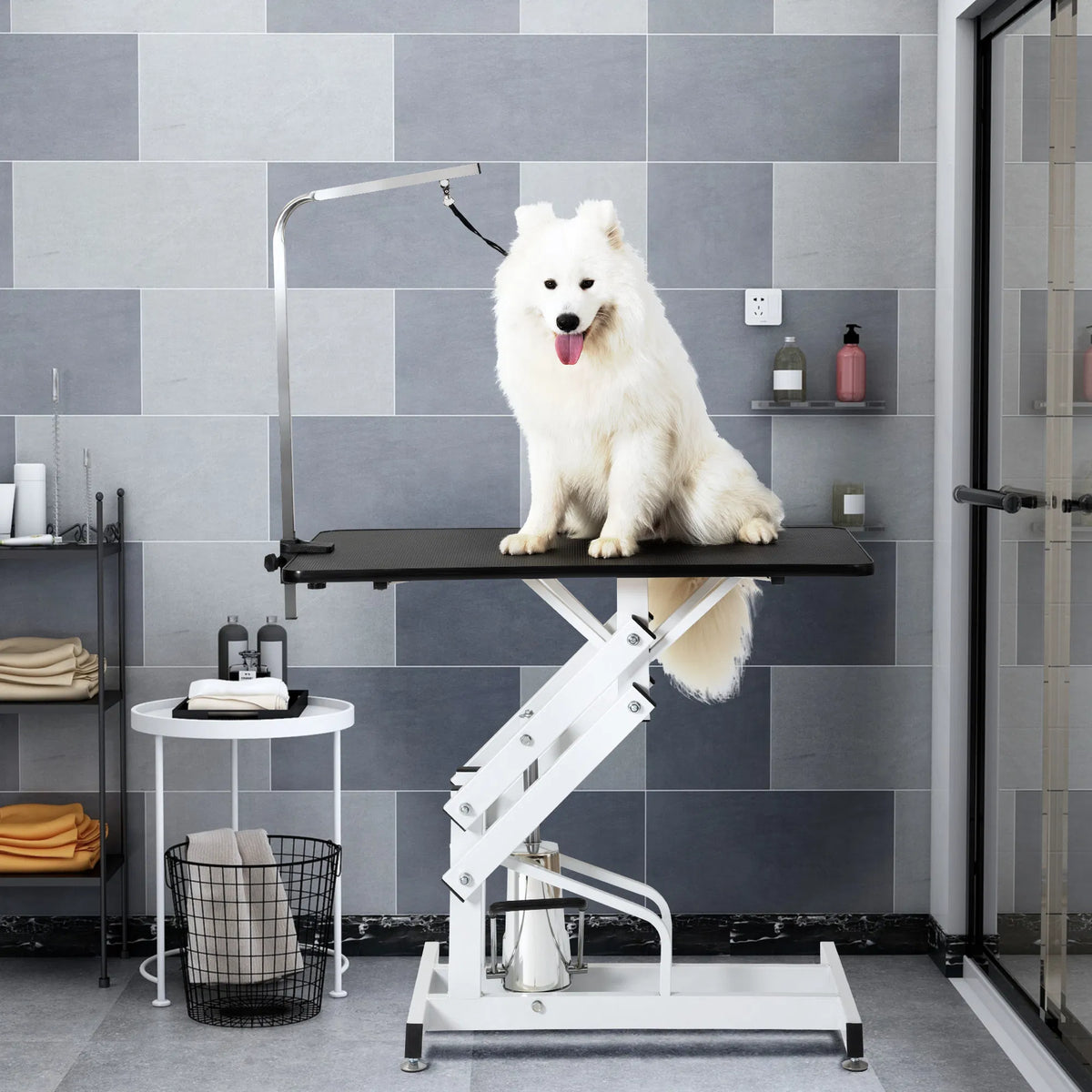 Hydraulic Z-Lift Dog Grooming Table – Heavy-Duty, Adjustable 21"–36" Height, Arm & Noose – view 5