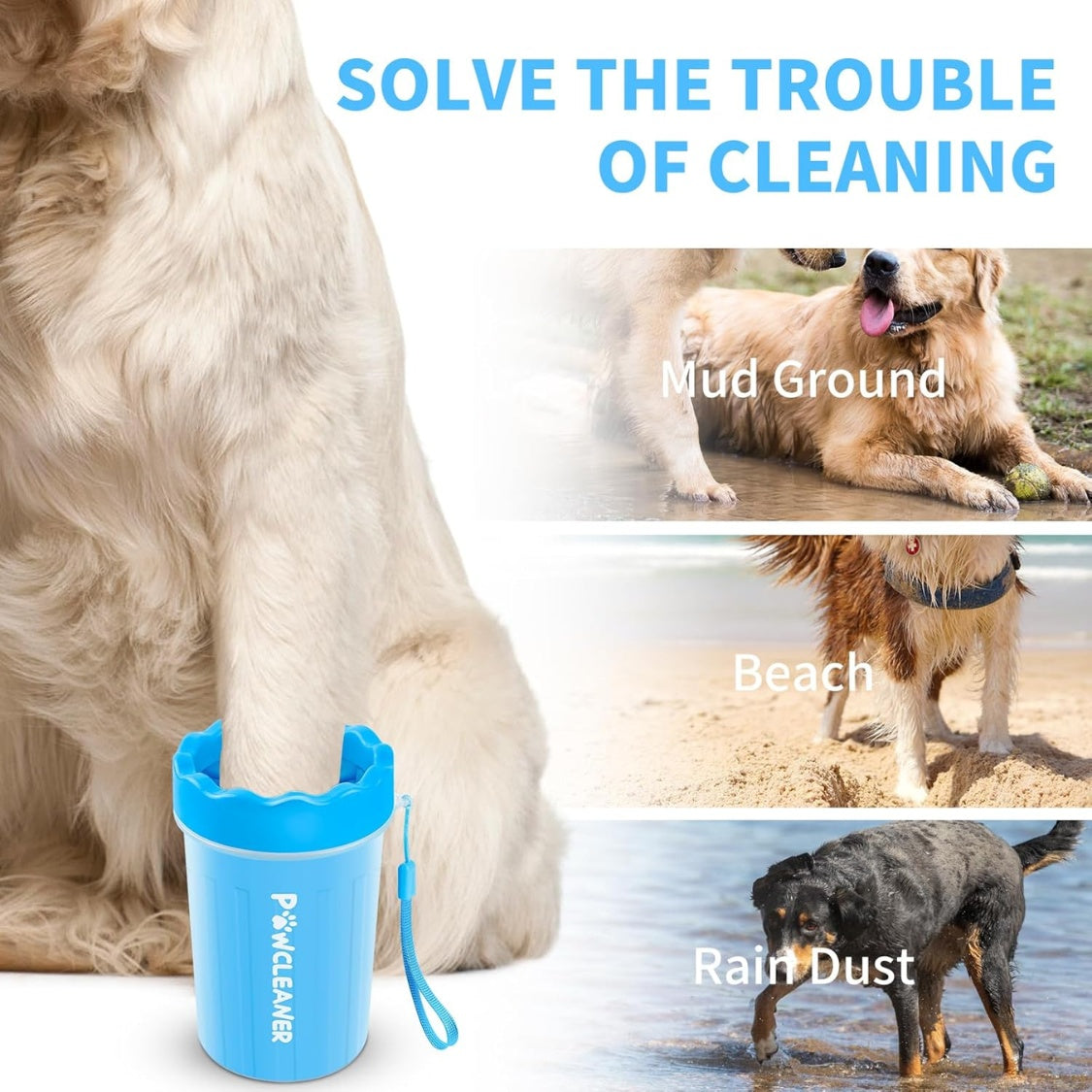 7-in-1 Dog Paw Cleaner Kit with Paw Washer Cup, Bath Brush, Toothbrushes and Towels, Blue โ view 6