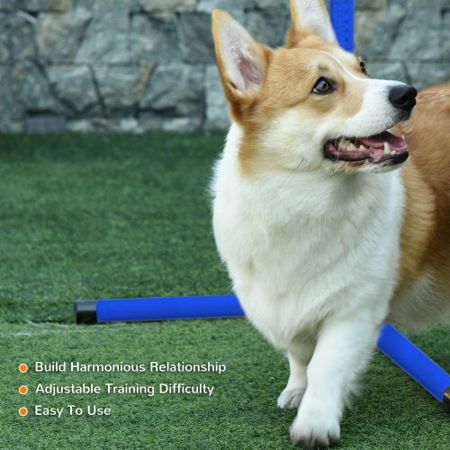 4-Piece Dog Agility Jump Set with Height-Adjustable Bars and Carry Bag, Blue โ view 8