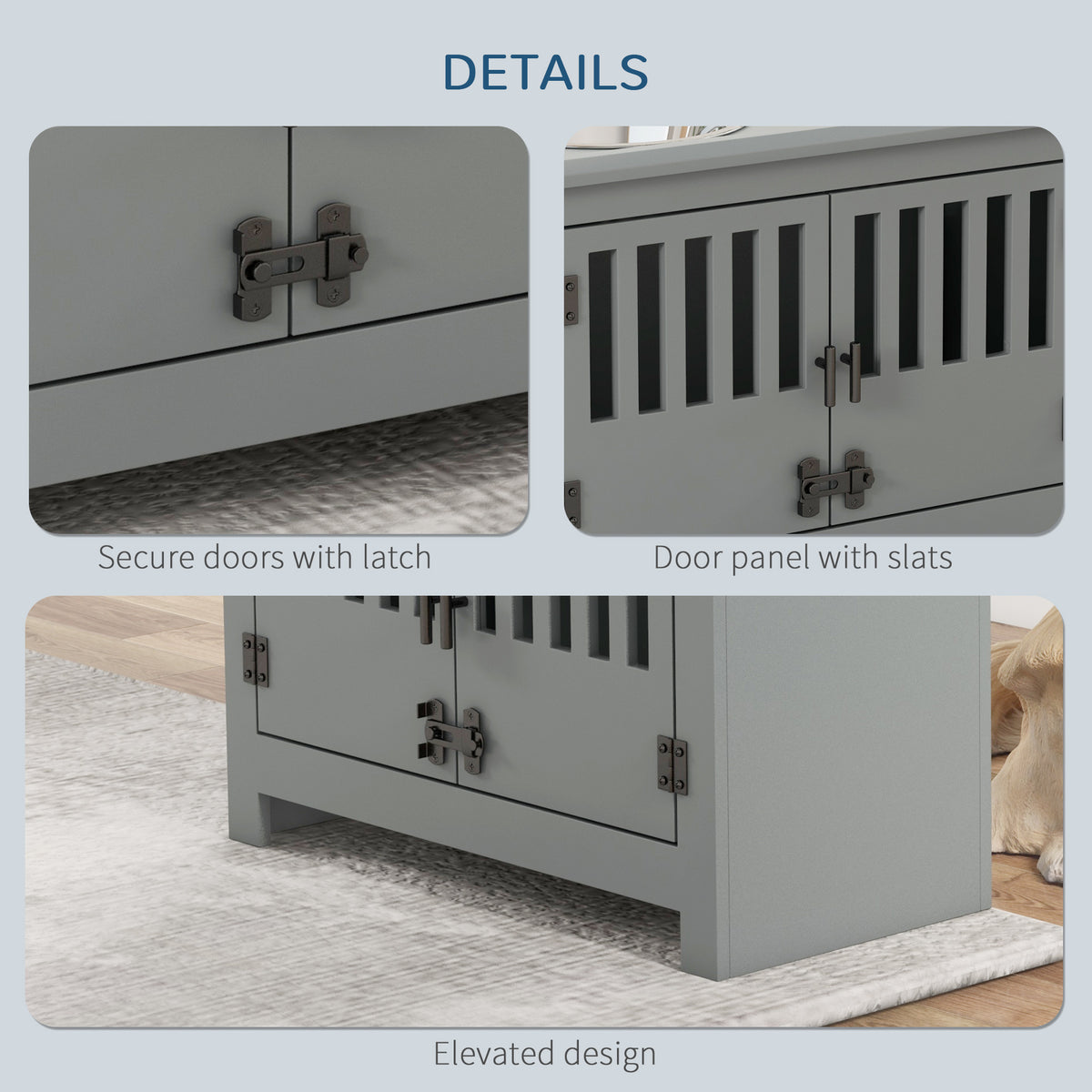 Raised Dog Feeding Station with 37L Storage Cabinet & 2 Stainless Steel Bowls, Gray โ view 6