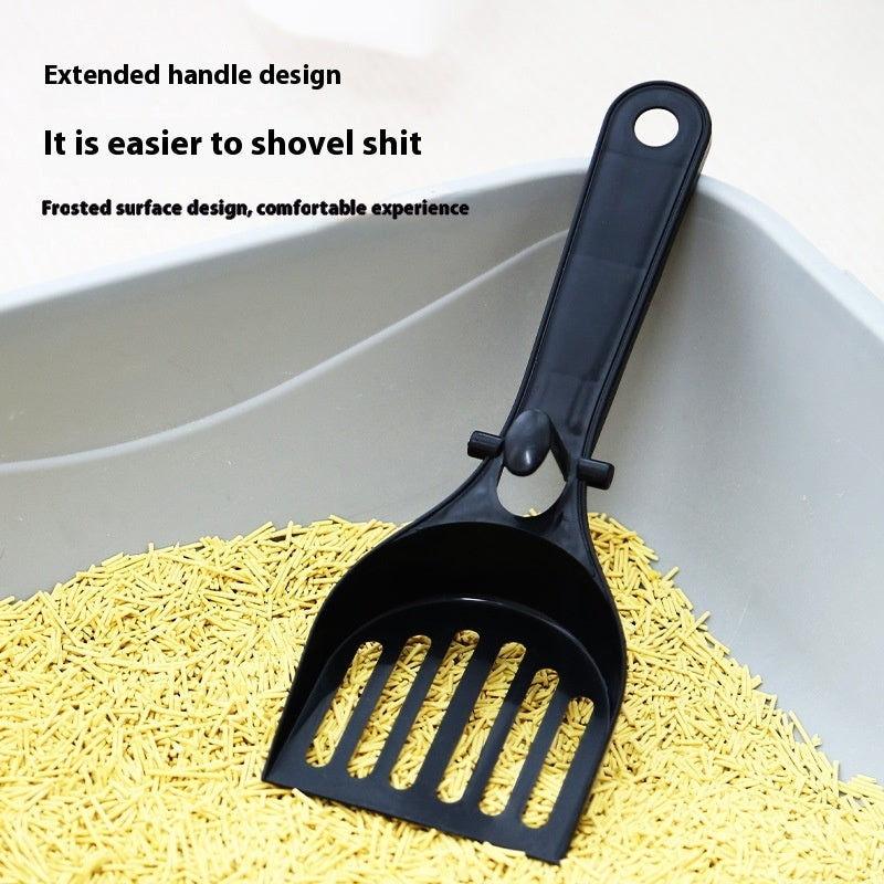 Mesh Cat Litter Scoop with Long Handle and Storage Box, Black Plastic โ view 3