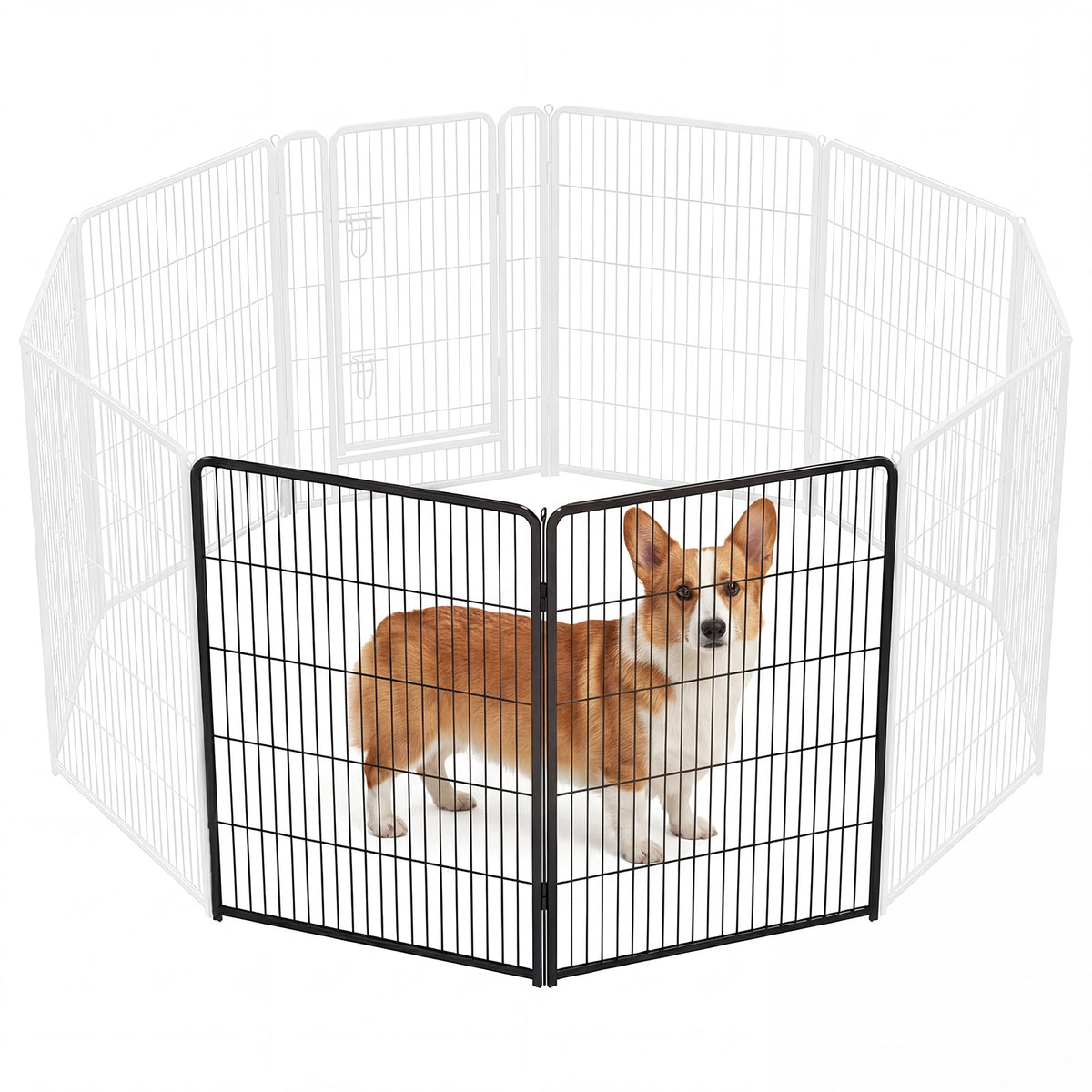 Foldable Metal Pet Fence with Lockable Door – Indoor & Outdoor Dog Barrier, 24, 32 or 40 In Tall – view 2