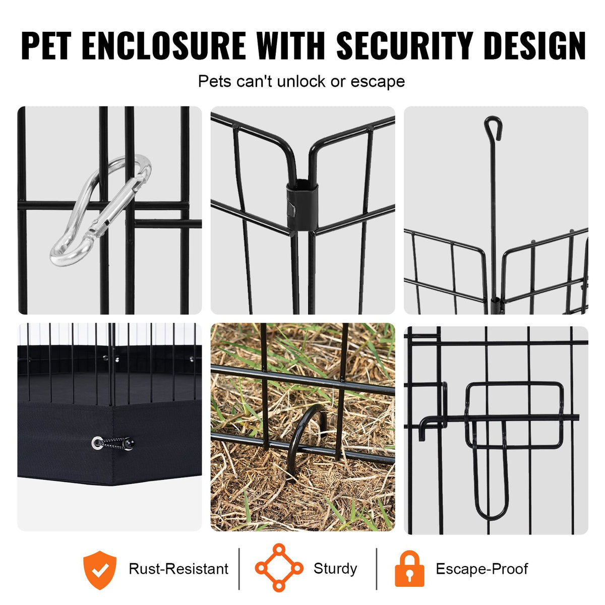 4-Panel Foldable Metal Dog Playpen with Bottom Mat โ 36 x 36 Inch, 24-Inch High, Black โ view 5