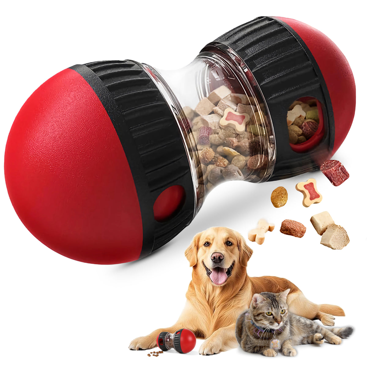 Adjustable Treat Dispensing Dog Ball, ABS Rolling Food Dispenser for Small to Large Dogs โ view 2