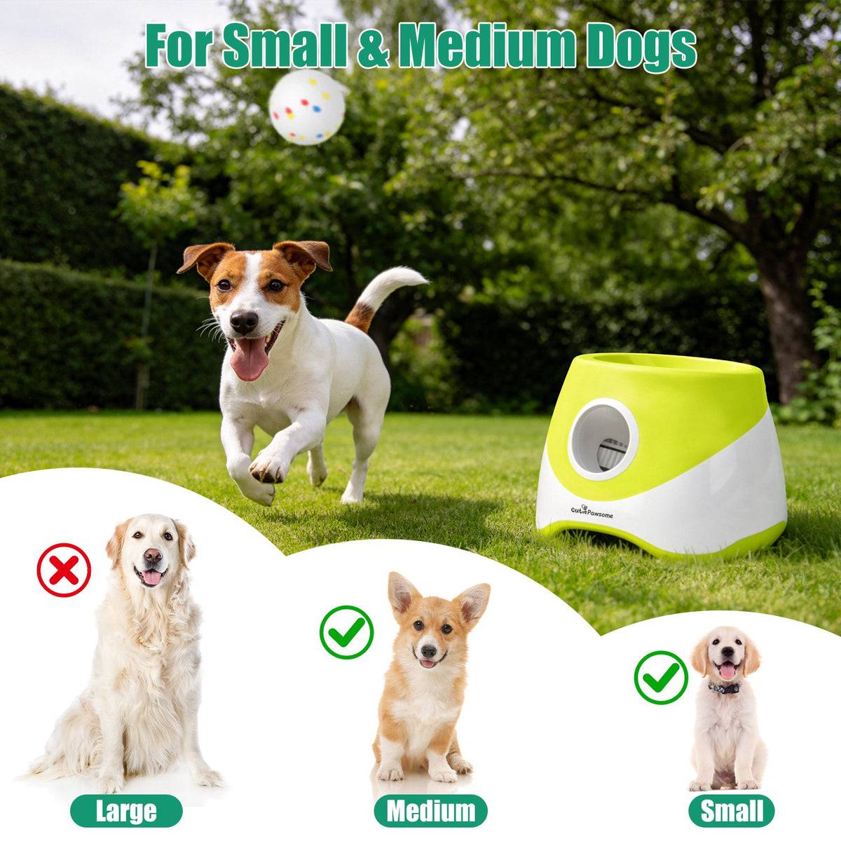 Automatic Dog Ball Launcher with 3 Distance Settings, Rechargeable, 6 Balls Included, Green โ view 7