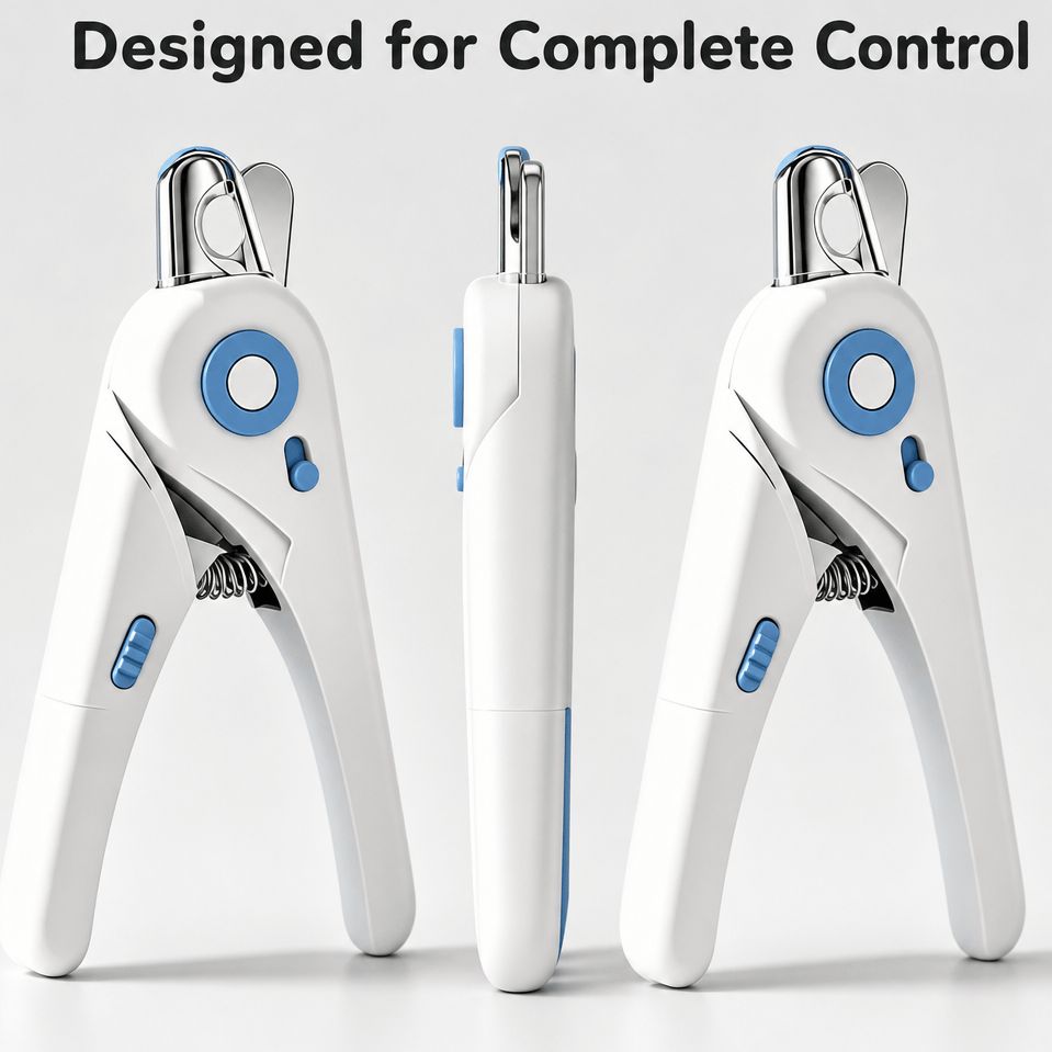 Pet Nail Clippers with Safety Guard for Cats & Small to Medium Pets, Non-Slip Handle, White โ view 2