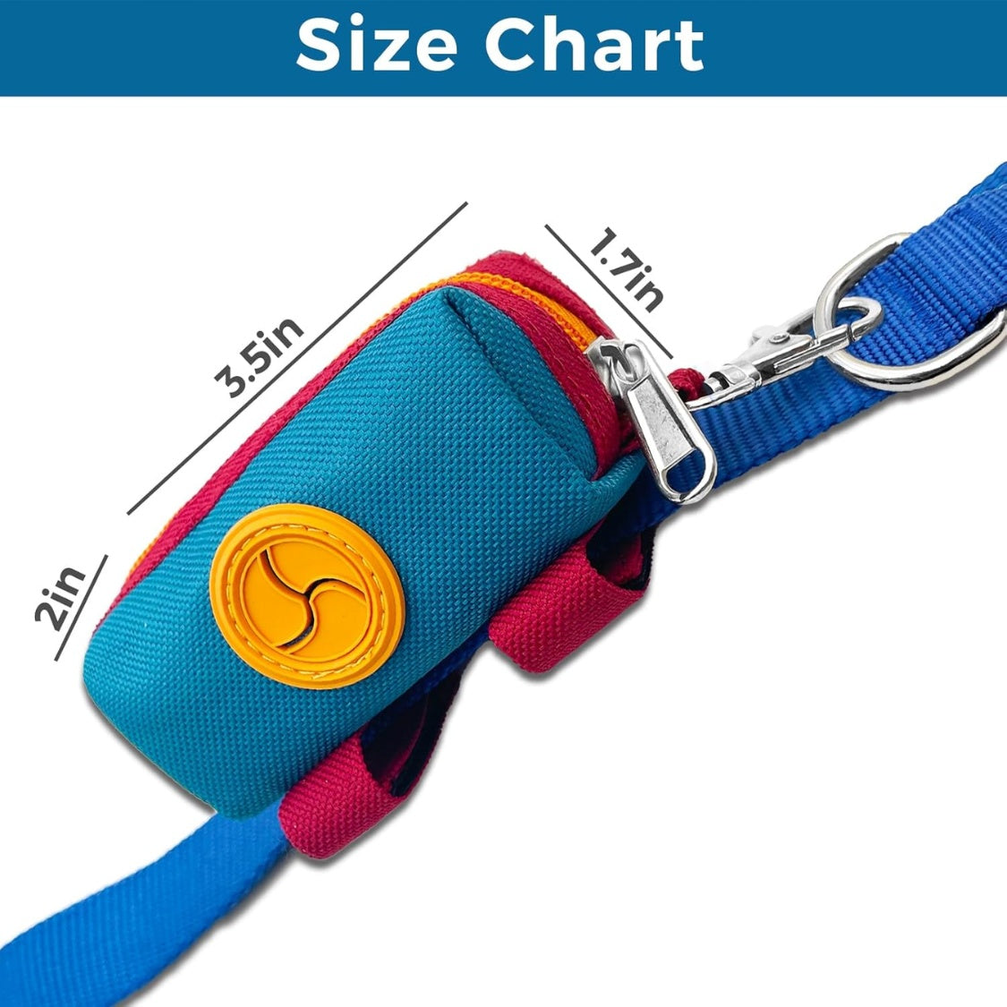 Canvas Poop Bag Holder for Leash, Zippered Dispenser Pouch with Carabiner Clip โ view 5