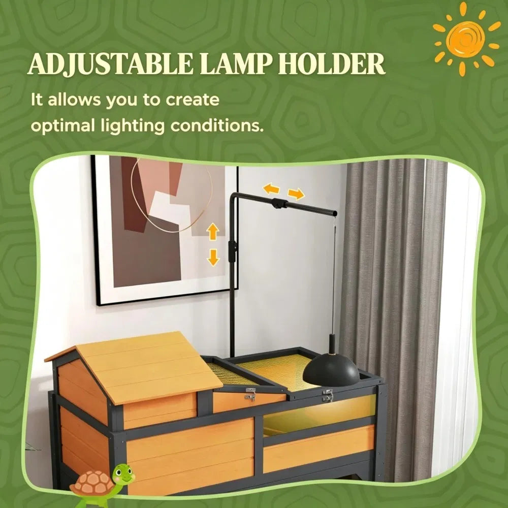 Two-Level Tortoise House with Run Box & Ramp โ Adjustable Lamp Holder, 40 in, Yellow & Black โ view 6