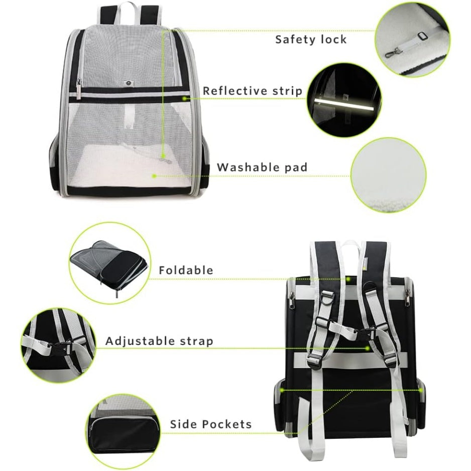 Bubble Window Pet Carrier Backpack โ Ventilated Cat & Small Dog Backpack with Removable Mat โ view 2