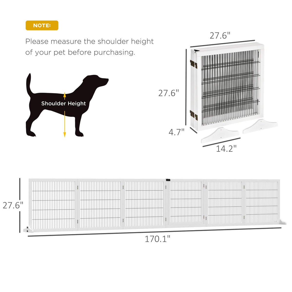 6-Panel Foldable Wooden Pet Gate & Playpen โ White, 27.6 in High โ view 2