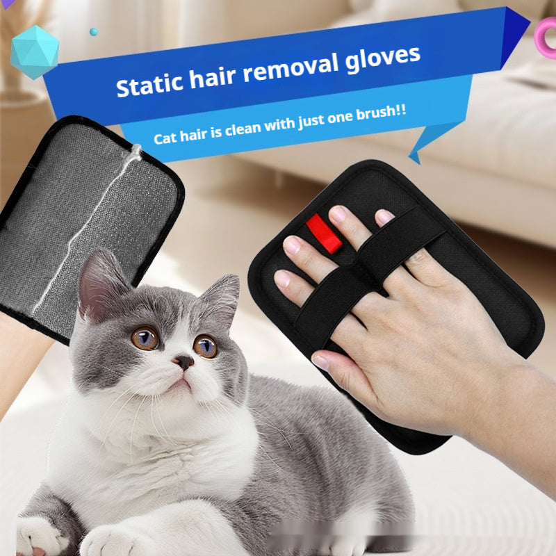 EVA Pet Hair Removal Glove Brush โ Fur Remover for Furniture and Clothes, Black