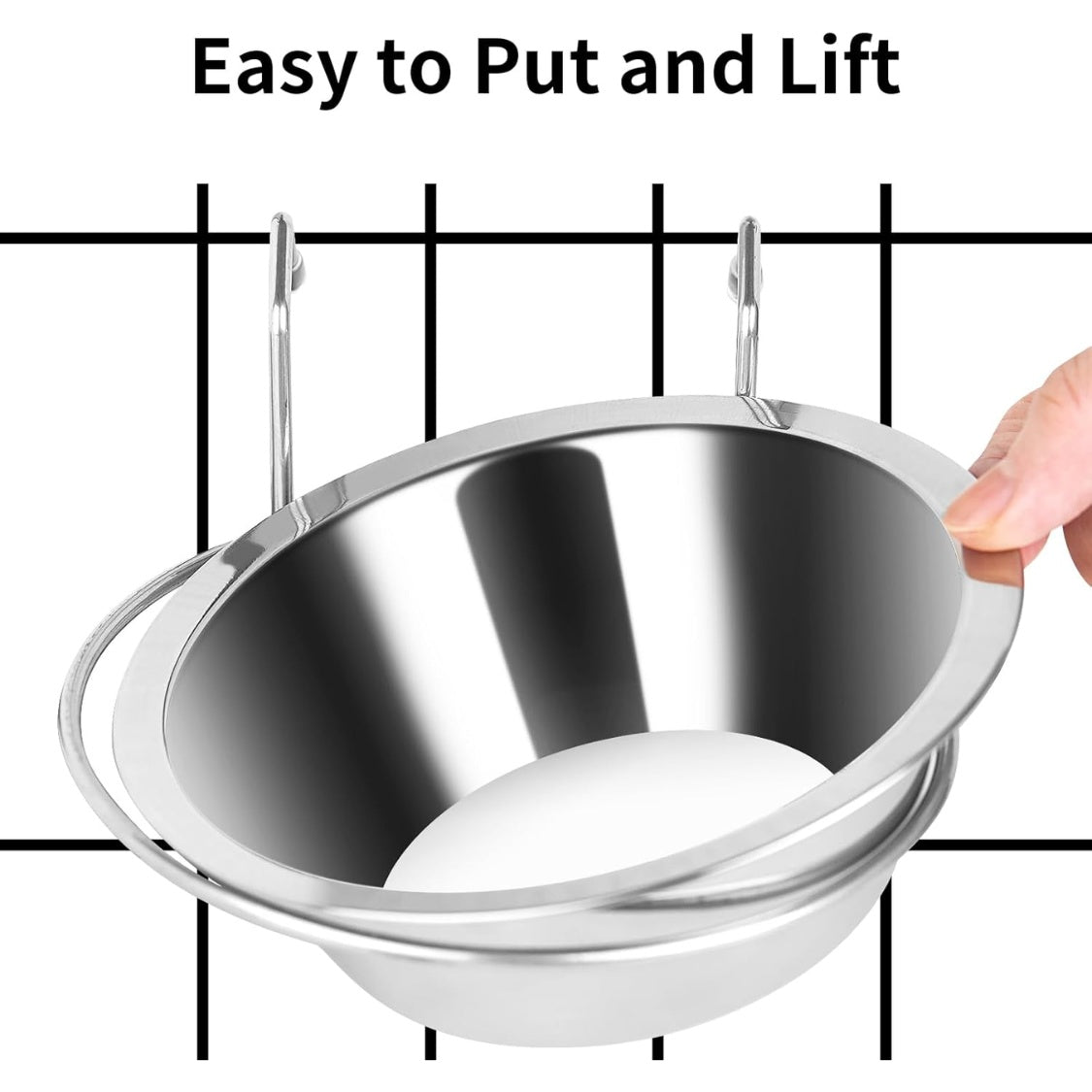 Hanging Stainless Steel Kennel Bowls 2-Pack โ 8 oz Crate Food & Water Dishes, Silver โ view 4