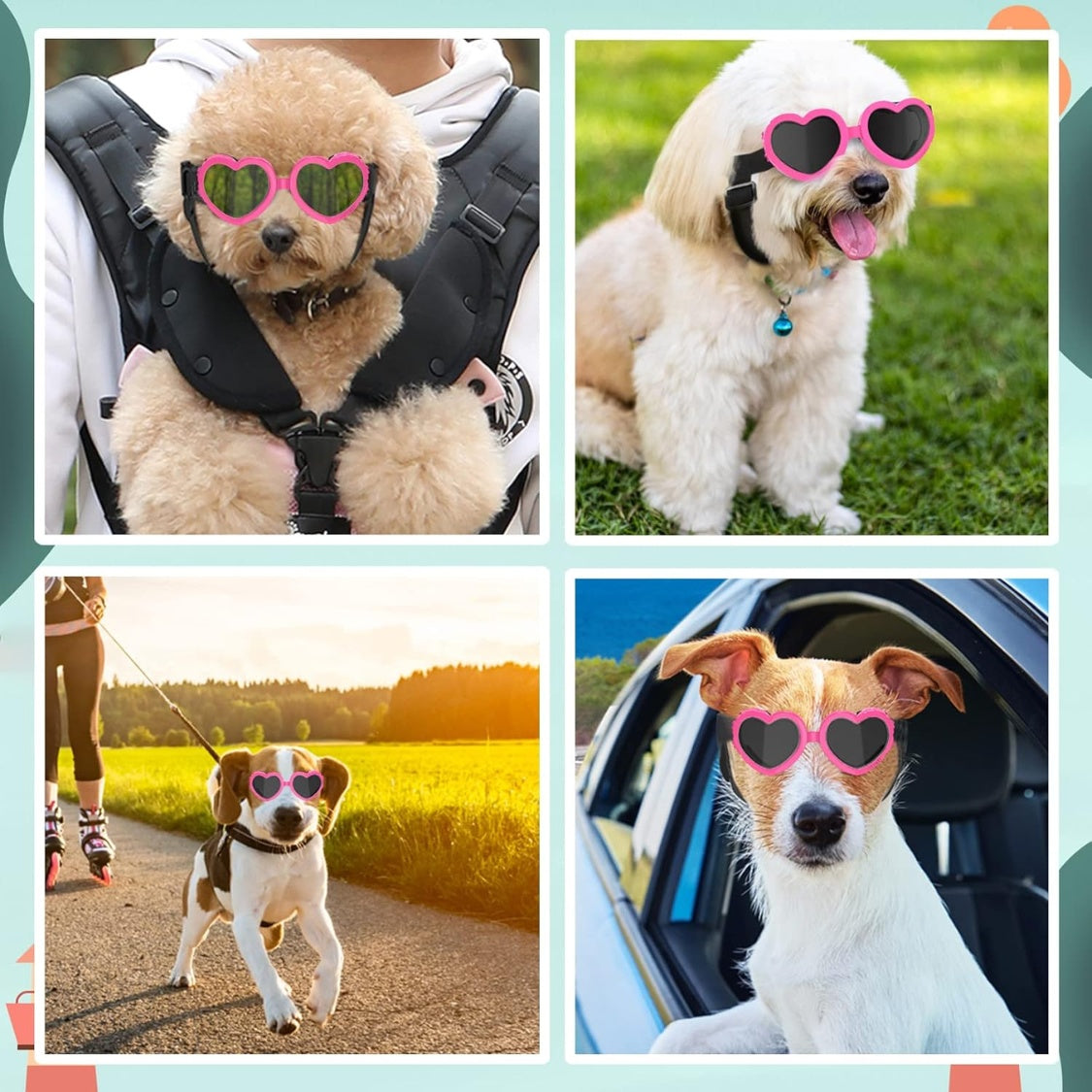 Heart-Shaped Dog Sunglasses – UV Protection Goggles for Small Dogs with Adjustable Straps, Pink – view 5