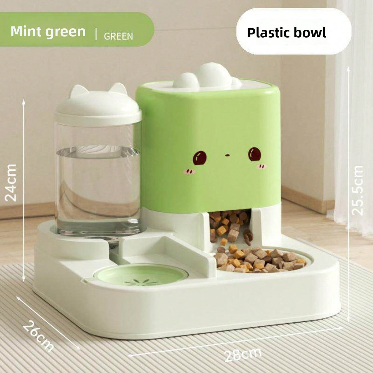 2-in-1 Gravity Pet Feeder and Water Dispenser โ 2300 ml Food & 1000 ml Water, Green