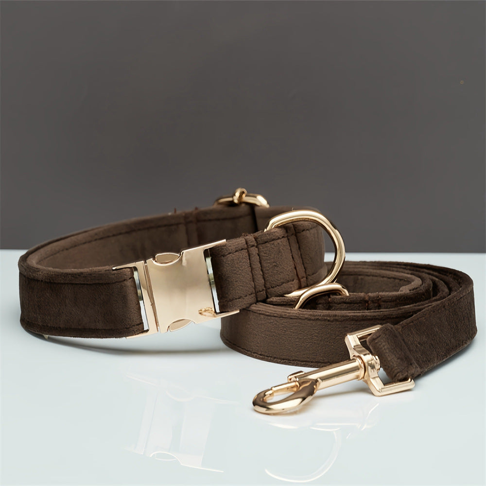 Velvet Dog Collar and Leash Set with Bow – Soft Cotton-Lined Collar, 8 Colors, XS–L – view 12