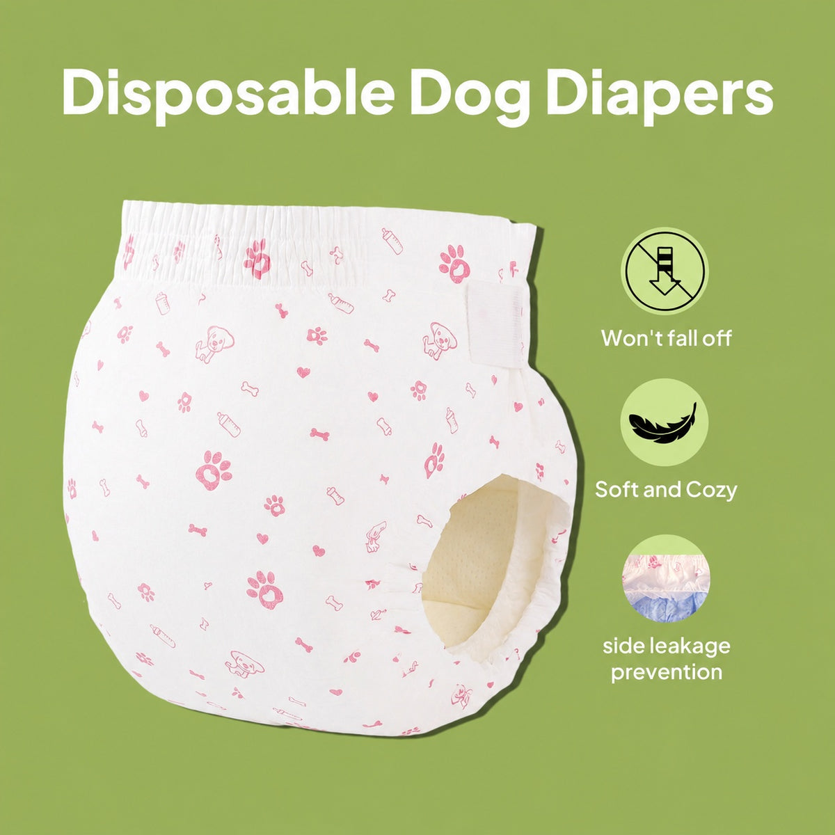 Disposable Female Dog Diapers – Super Absorbent, Leak-Proof with Tail Hole, XS–L – view 7