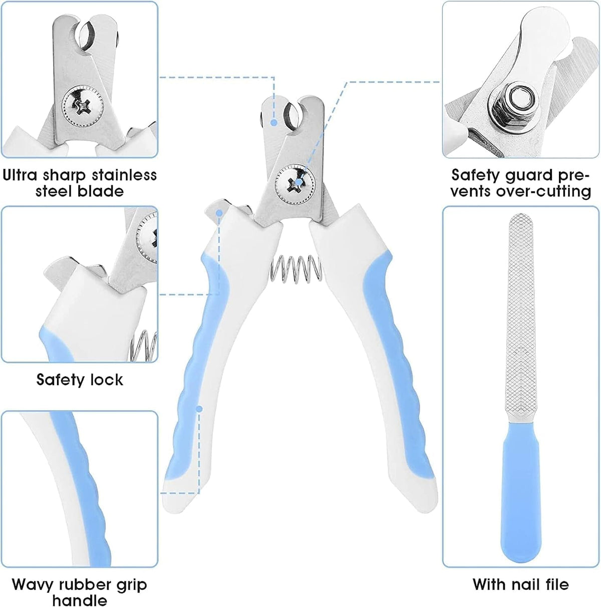 7-Piece Pet Grooming Kit โ Self-Cleaning Slicker Brush, Flea Comb, Nail Clipper and Bath Brush โ view 3