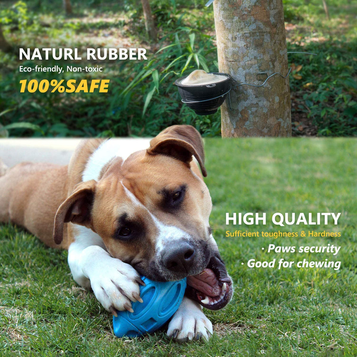 Squeaky Rubber Rugby Ball Dog Toy – Bouncy Football Shape for Toss & Fetch, 4 Colors – view 2