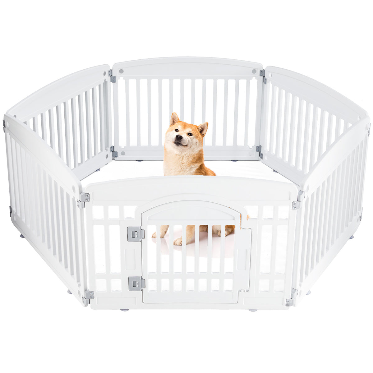 Plastic Dog Playpen – Foldable Indoor/Outdoor Pet Fence, 4 or 6 Panels, White or Black – view 2