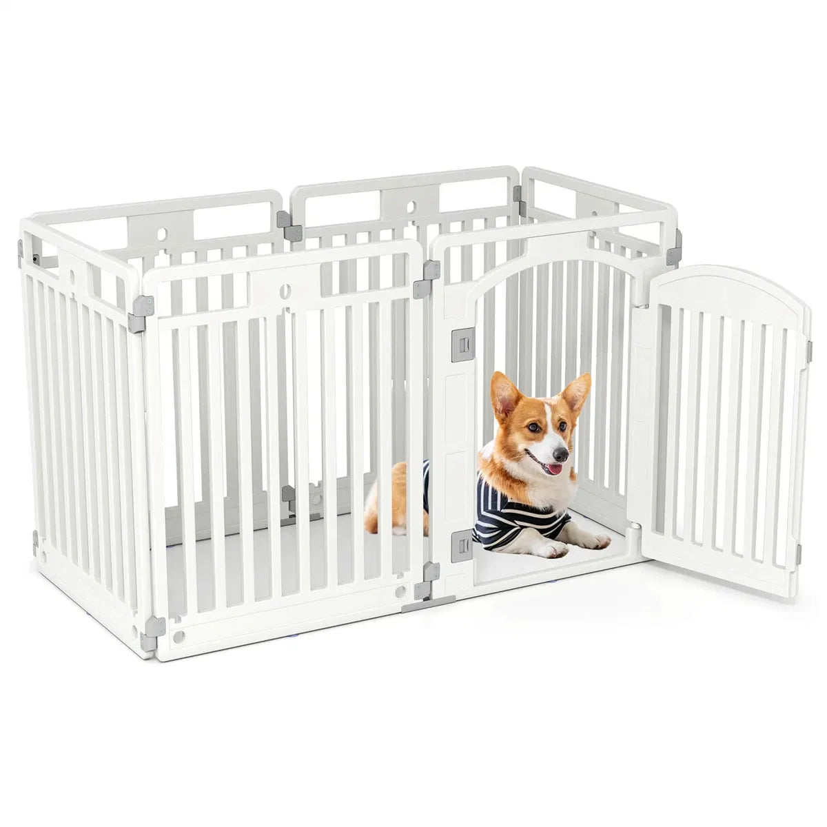 6-Panel Plastic Dog Playpen โ 32 in High, Lockable Door, Indoor & Outdoor, Foldable โ view 2