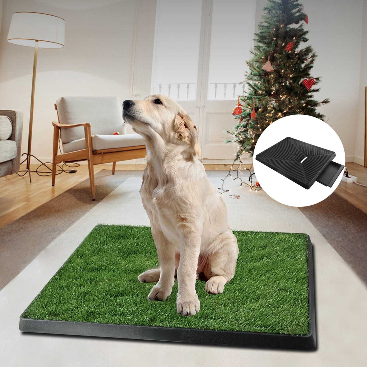 Artificial Grass Dog Potty โ 3-Layer Indoor/Outdoor Pee Pad Tray, 25 x 20 in โ view 5